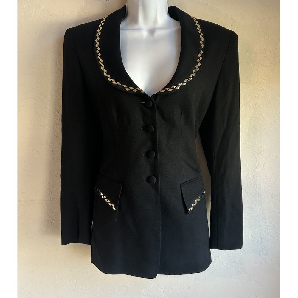Vintage 80s 90s Lavantino Blazer‎ Jacket 6 Tailored Glam Power Dressing Button